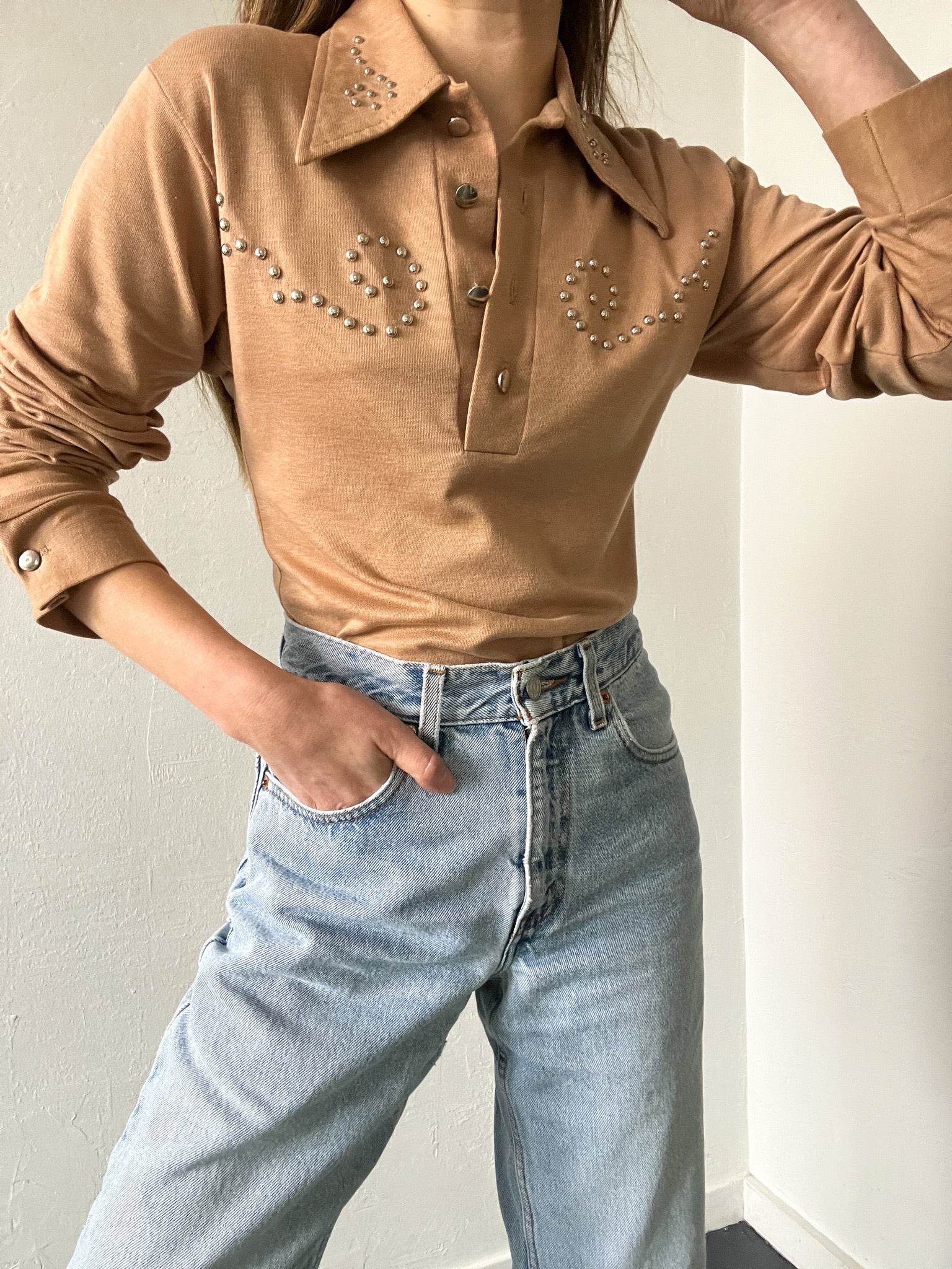 70s Western Style Beaded Shirt